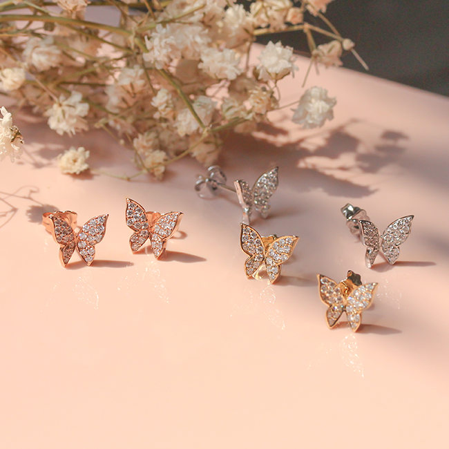 Pavé butterfly diamond earrings